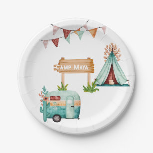 Assiettes En Carton Boho camping fête d'anniversaire Plaque de papier