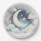 Assiettes En Carton Boho céleste bleu et blanc de la lune Moderne (Devant)