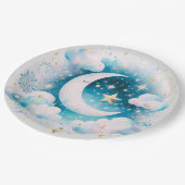 Assiettes En Carton Boho céleste bleu et blanc de la lune Moderne (Angle)