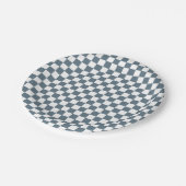 Assiettes En Carton Boho Check bleu anniversaire Plaques de papier (Angle)