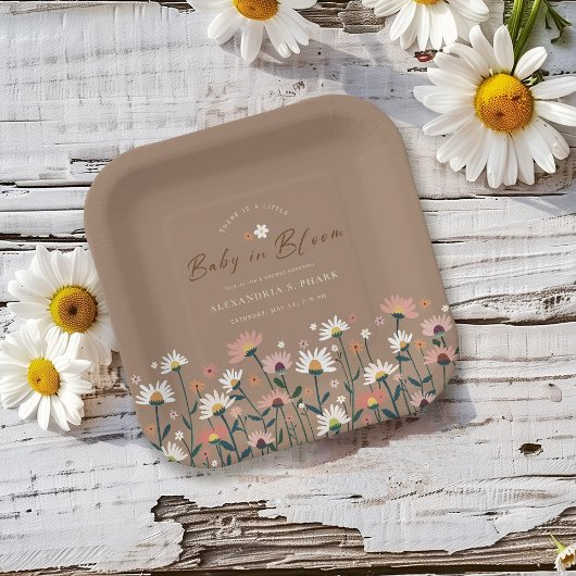 Assiettes En Carton Boho Chic Fleur sauvage moderne bébé en fleurs dou
