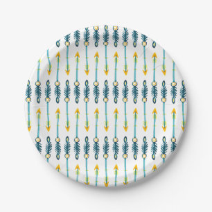 Assiettes En Carton boho chic jaune aquarelle flèches plaques