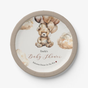 Assiettes En Carton Boho Chic Teddy Boloons Nuages Baby shower