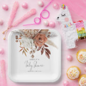 Assiettes En Carton Boho Chic Terracotta Nom Floral Baby shower (Fête)