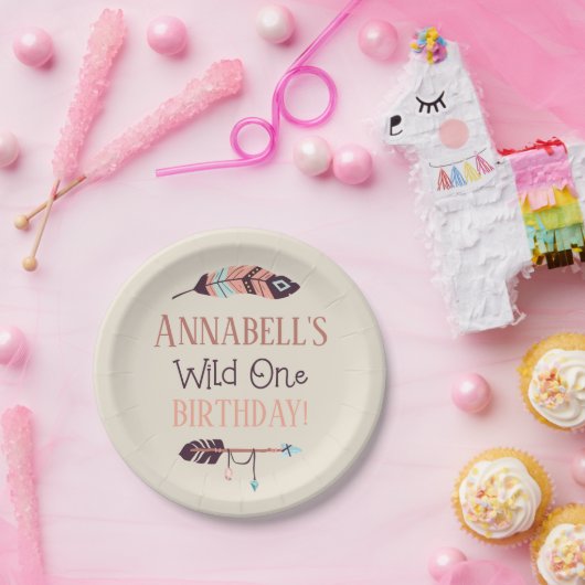Assiettes En Carton Boho Chic Wild ONE Girl Birthday Party (Fête)