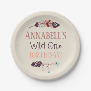 Assiettes En Carton Boho Chic Wild ONE Girl Birthday Party
