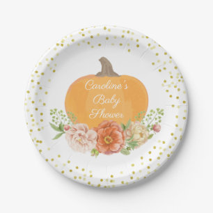 Assiettes En Carton Boho Citrouille Automne Baby shower Aquarelle Flor