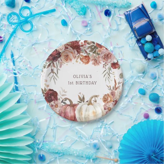 Assiettes En Carton Boho Citrouille Autumn Bloom Anniversaire (Fête)