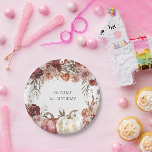 Assiettes En Carton Boho Citrouille Autumn Bloom Anniversaire (Fête)