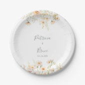 Assiettes En Carton Boho classique Blush Fleur sauvage Mariage gâteau (Devant)