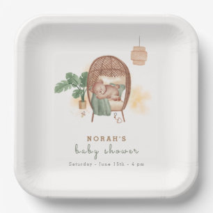 Assiettes En Carton Boho Cosy Teddy Bear Sleep Baby shower