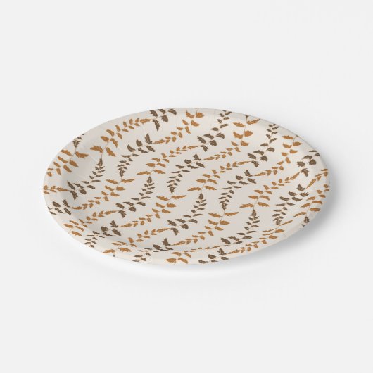 Assiettes En Carton Boho Cream Fern Strings - motif sans soudure. (Angle)