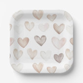 Assiettes En Carton Boho Crème Quirky Beige Hearts Motif (Recto)