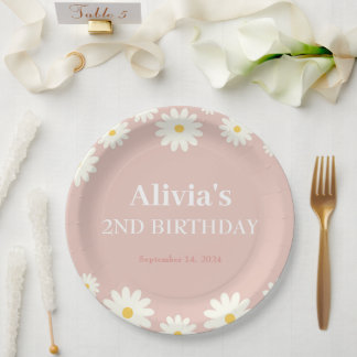Assiettes En Carton Boho Daisy Deux Floral Pink Bohemian 2e Anniversai