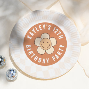 Assiettes En Carton Boho Daisy Groovy Fête d'anniversaire pour fille r