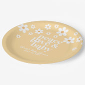 Assiettes En Carton boho Daisy peace love bébé jaune (Angle)