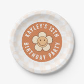 Assiettes En Carton Boho Daisy Super Retro Fille fête d'anniversaire (Devant)