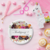 Assiettes En Carton Boho d'automne aquarelle florale Thanksgiving (Fête)