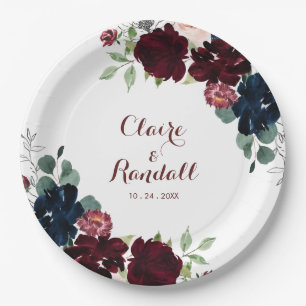 Assiettes En Carton Boho de luxe coloré Mariage Floral