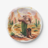 Assiettes En Carton Boho Desert Cowboy Anniversaire (Devant)