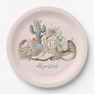 Assiettes En Carton Boho désert cowgirl cowboy bottes de cowboy casque