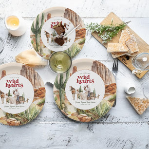Assiettes En Carton Boho Désert Occidental   Réception de Mariage