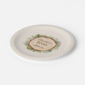 Assiettes En Carton Boho Dinosaur Plaques en papier Baby shower beige (Angle)