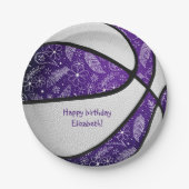 Assiettes En Carton boho doodles violet blanc de basket fête (Devant)