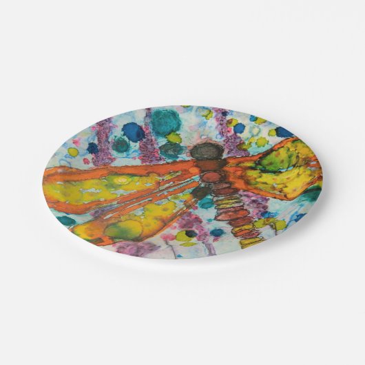Assiettes En Carton Boho DragonFly Design (Angle)