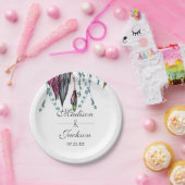 Assiettes En Carton Boho Dreamcatcher & Feathers Mariage rose Monogram (Fête)