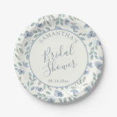 Assiettes En Carton Boho Dusty Blue Floral Fête de Mariage (Devant)