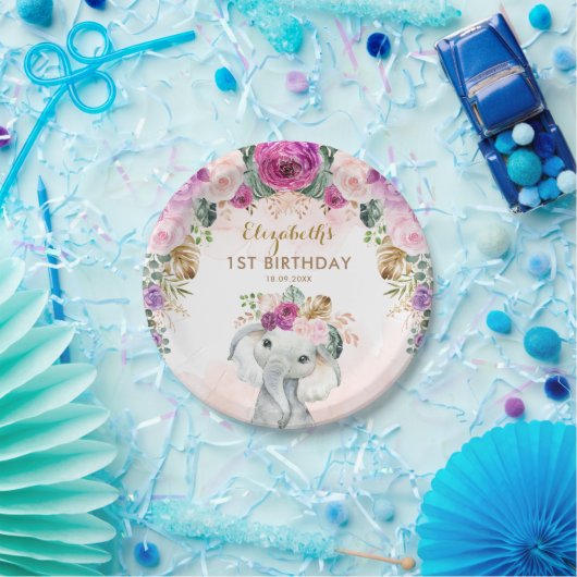 Assiettes En Carton Boho Elephant Wild Un Baby shower d'anniversaire (Fête)