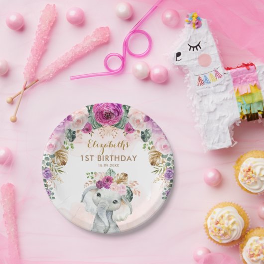 Assiettes En Carton Boho Elephant Wild Un Baby shower d'anniversaire (Fête)