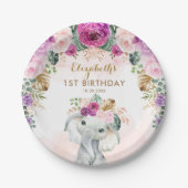 Assiettes En Carton Boho Elephant Wild Un Baby shower d'anniversaire (Devant)
