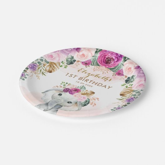 Assiettes En Carton Boho Elephant Wild Un Baby shower d'anniversaire (Angle)