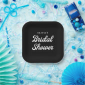 Assiettes En Carton Boho et Retro Black | FÊTE DES MARIÉES (Fête)