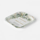 Assiettes En Carton Boho Eucalyptus verdure branches or mariage (Angulaire)