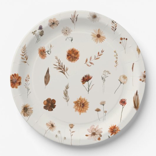 Assiettes En Carton Boho Fall Floral Baby Shower  (Devant)