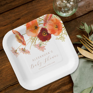 Assiettes En Carton Boho Fall Floral Genre Neutre Baby shower Personna