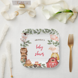 Assiettes En Carton Boho Farm Cute Animaux Baby shower