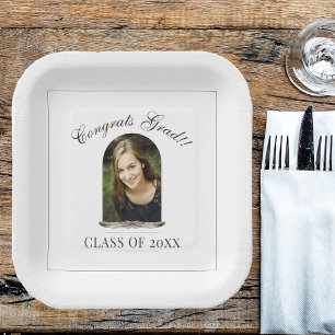 Assiettes En Carton Boho Feather Frame Photo Graduation Party