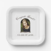 Assiettes En Carton Boho Feather Frame Photo Graduation Party (Recto)