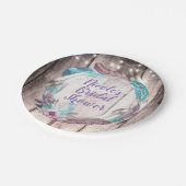 Assiettes En Carton Boho Feathers Wreath & String Lights Fête des mari (Angle)