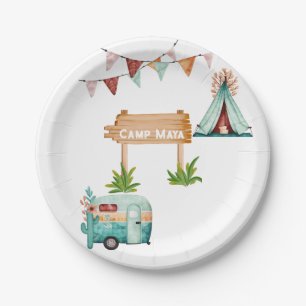 Assiettes En Carton Boho filles camping aventure fête d'anniversaire
