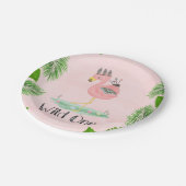 Assiettes En Carton Boho Flamant rose Wild One Bird Party (Angle)