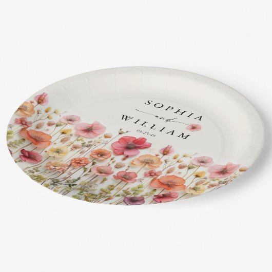 Assiettes En Carton Boho Fleur sauvage Mariage Décor table (Angle)
