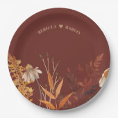 Assiettes En Carton Boho Fleur sauvage Terracotta Mariage de automne d (Devant)