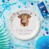 Assiettes En Carton Boho Fleurs Highland Cow (Fête)