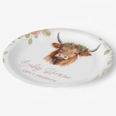Assiettes En Carton Boho Fleurs Highland Cow (Angle)