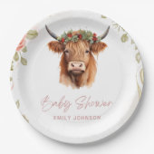 Assiettes En Carton Boho Fleurs Highland Cow (Devant)